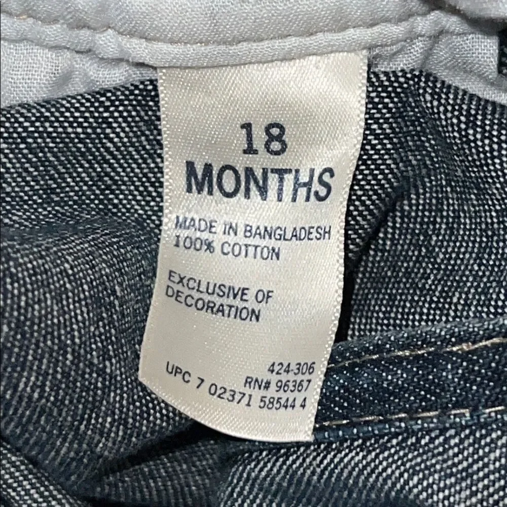 OSH GOSH B ‘GOSH Denim with Striped Detail Overalls-18M NWT!